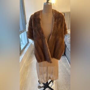 Vintage  elegant Brown mink Fur Shawl